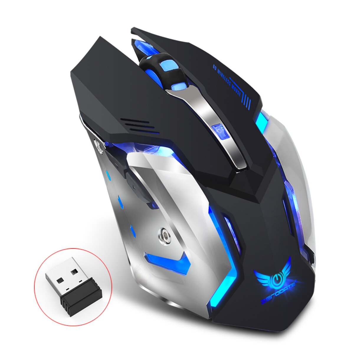 ZERODATE X70 Rechargeable Wireless Gaming Optical Laser Mouse with 7 Color Breathing Light