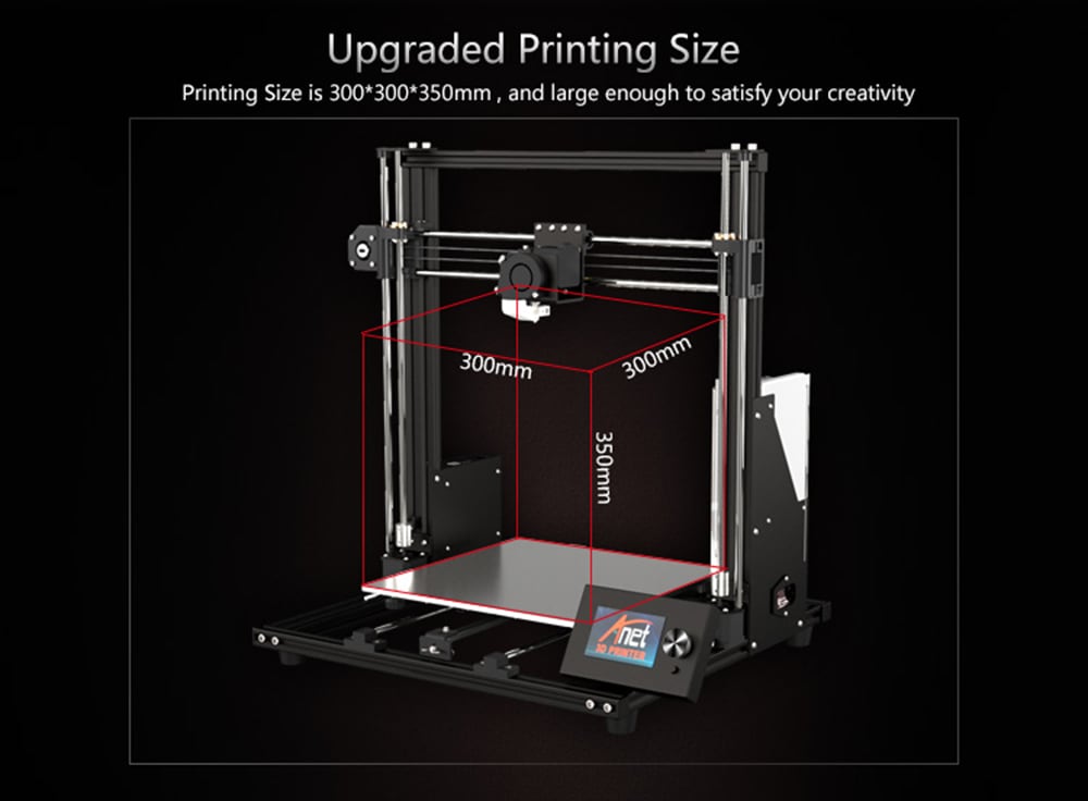 Anet A8 Plus DIY 3D Printer (300 x 300 x 350mm, Black)