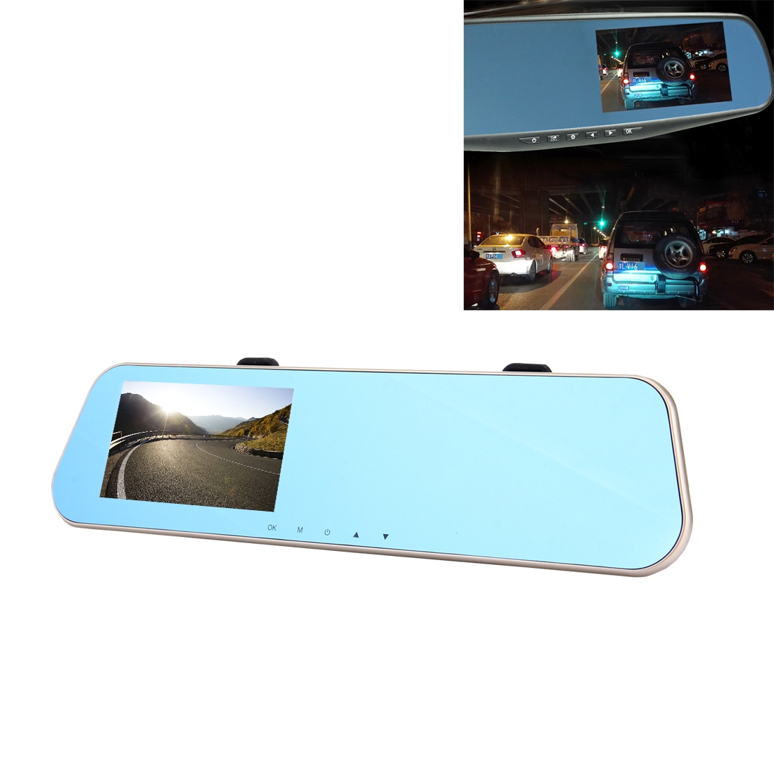 Wholesale Left Screen Display Rearview Mirror Vehicle DVR, Allwinner Programs, 2 x Cameras 1080P HD 140 Degree Wide Angle Viewing, Support GPS Port/ Motion Detection / Night Vision / TF Card / G-Sensor